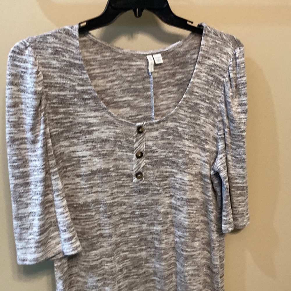 Cato Gray Buttoned Fitted Blouse